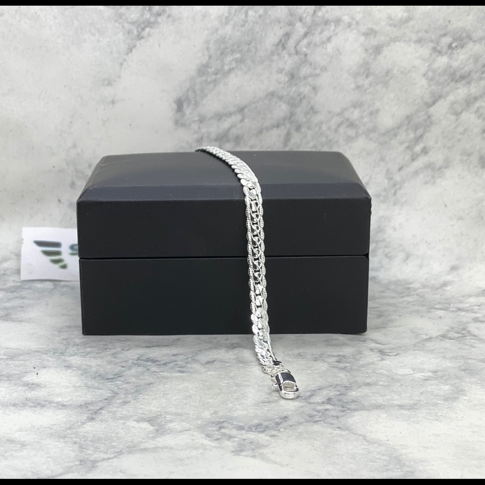 925 Silver Herringbone Bracelet 8"